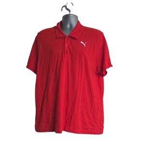 Puma Mens XXL Red Short Sleeve Polo Shirt Graphic Collar Logo Puma Top A8